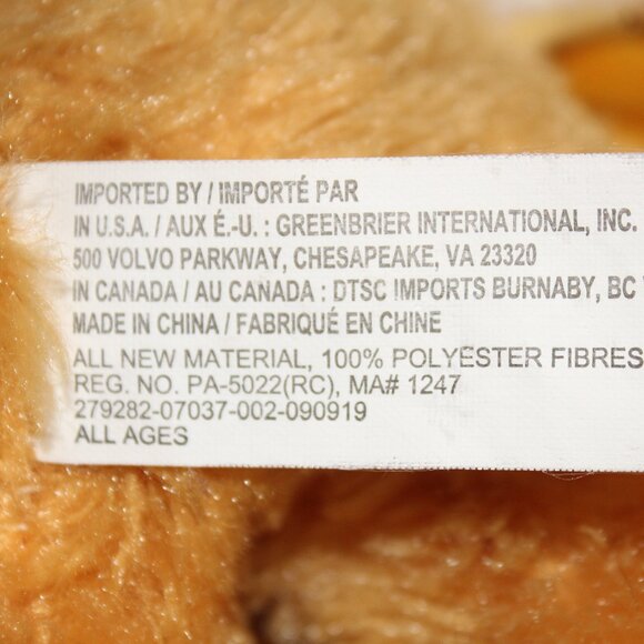 Greenbrier Security Blanket Gold White Plaid With Attached Plush Bear - Picture 5 of 6